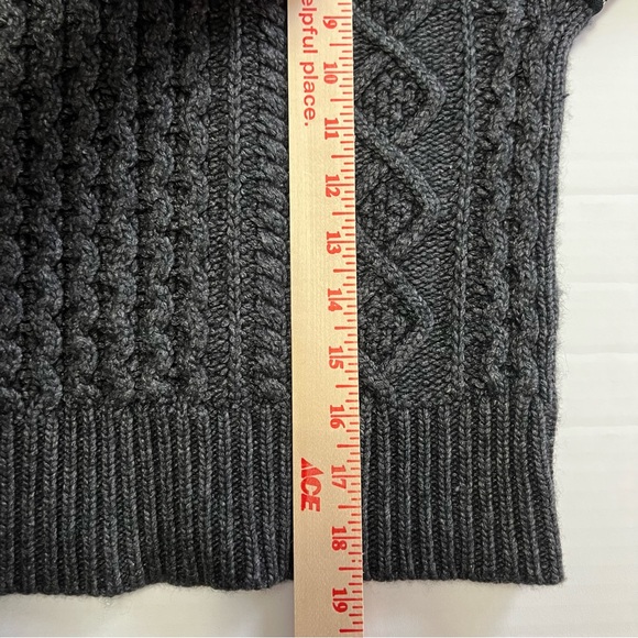 Philosophy Cashmere Wool blend Grey Black Cable Knit Sweater Semi Crop Sz Small - Picture 5 of 6